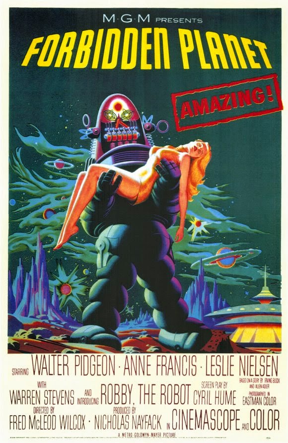 Forbidden Planet - Vintage Movie Poster Solid-Faced Canvas Print