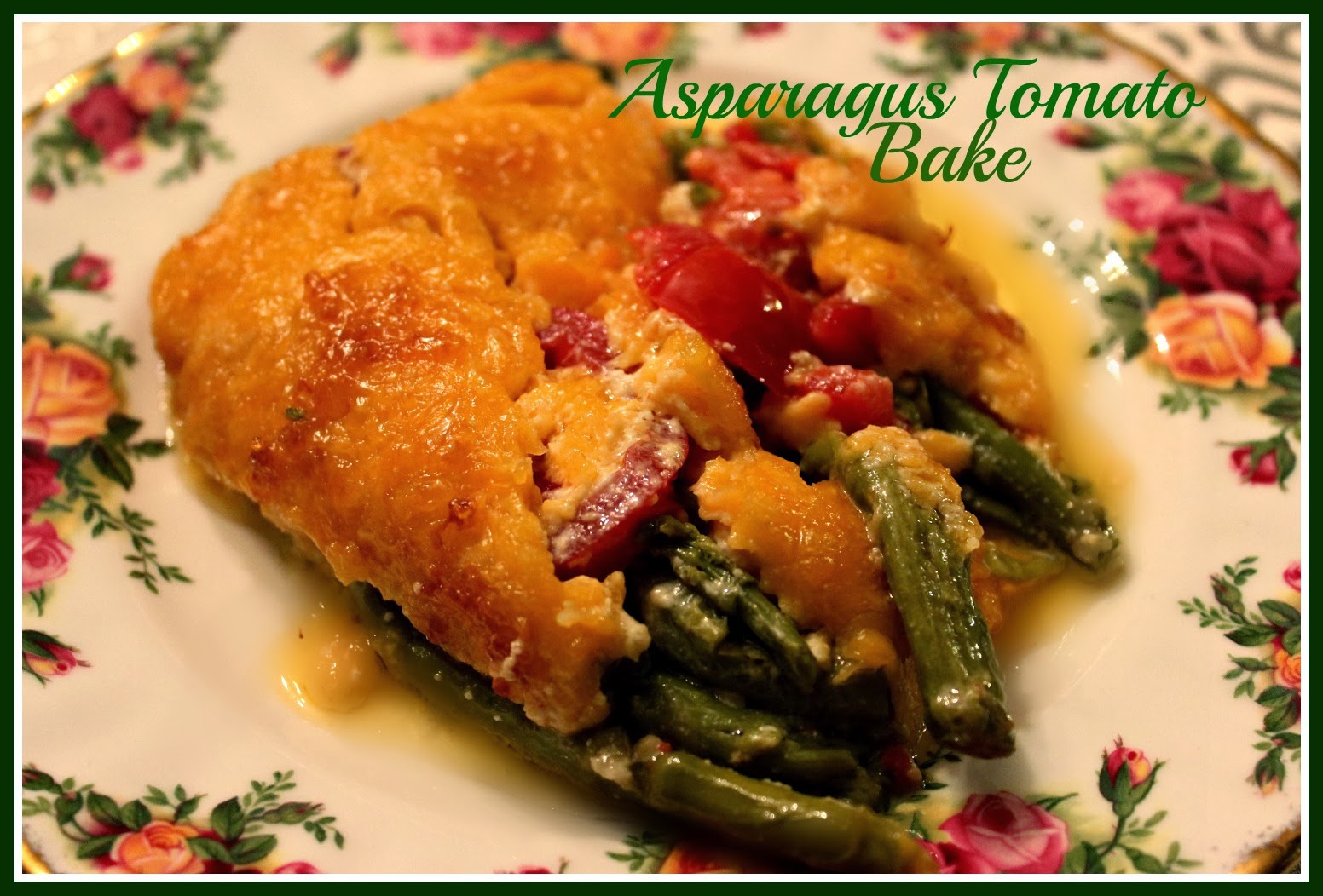 Sweet Tea and Cornbread Asparagus Tomato Bake!