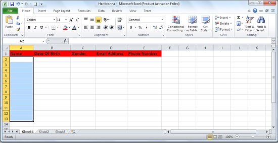 create excel file