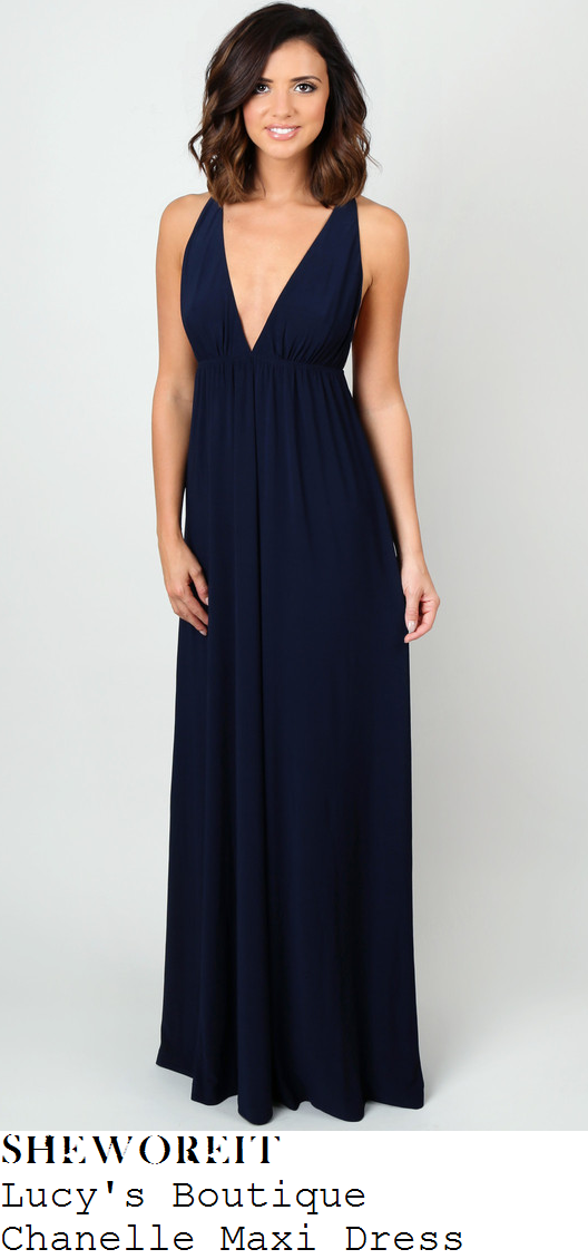 lucy-mecklenburgh-navy-blue-plunge-front-maxi-dress