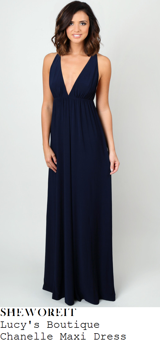 lucy-mecklenburgh-navy-blue-plunge-front-maxi-dress lucy-mecklenburgh-navy-blue-plunge-front-maxi-dress