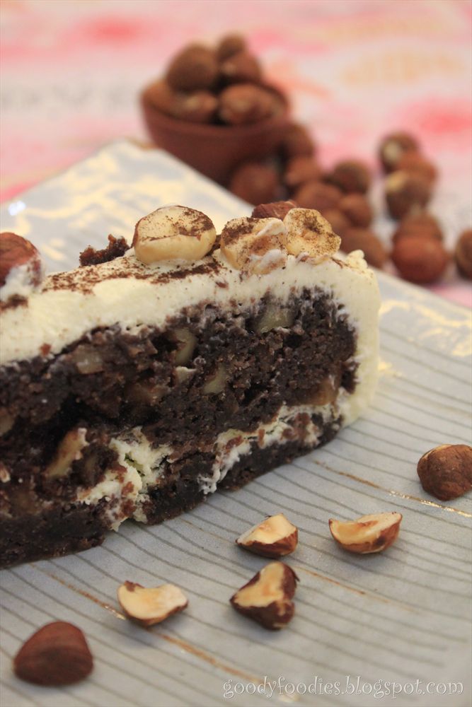 GoodyFoodies: Recipe: Chocolate and Hazelnut Brownie Cake (Delia Smith)