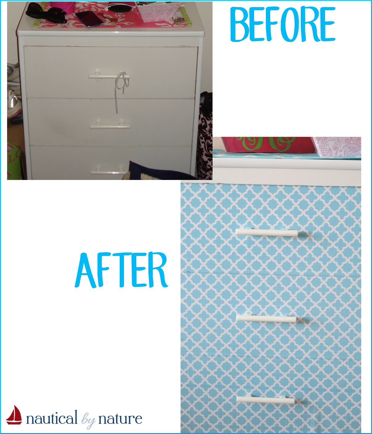 Nautical By Nature Diy Contact Paper Dresser Makeover