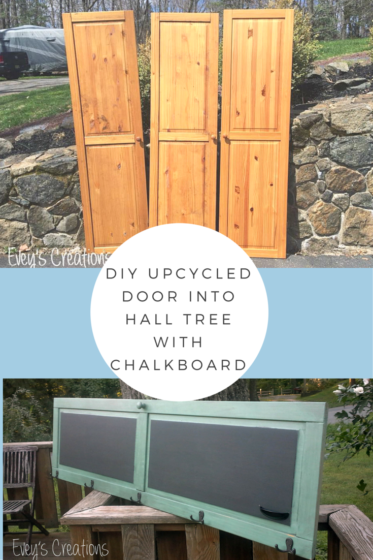 Evey's Creations Upcycled Door into Hall Tree with Chalkboard using
