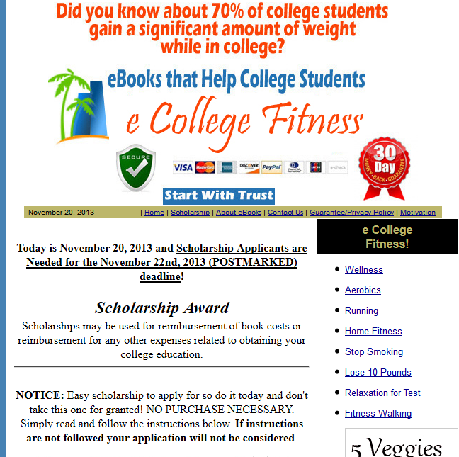 phishingpier fake scholarship ecollegefitness