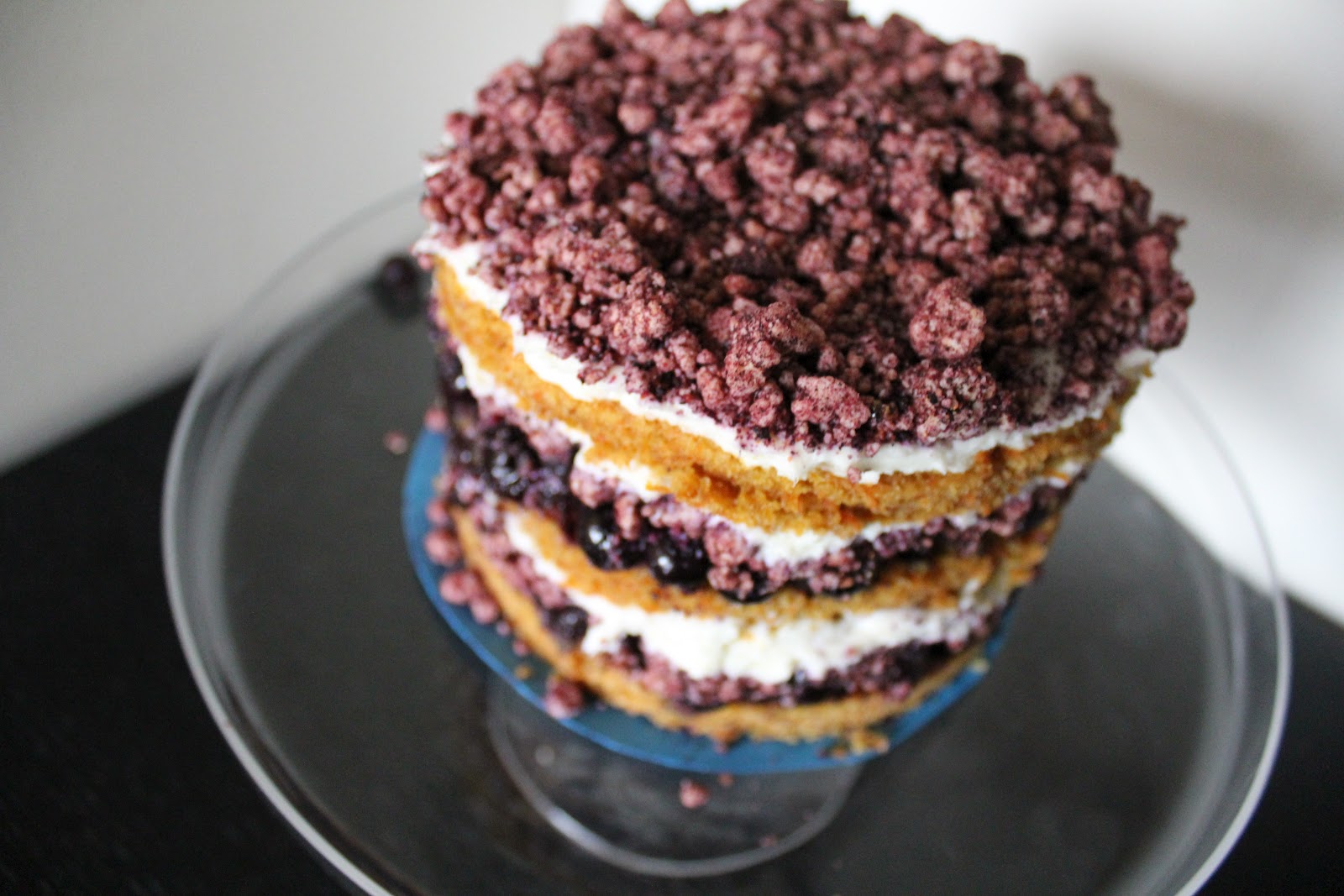 raspberry eggplant Matt's Birthday Cake (Carrot Cake with Blueberry