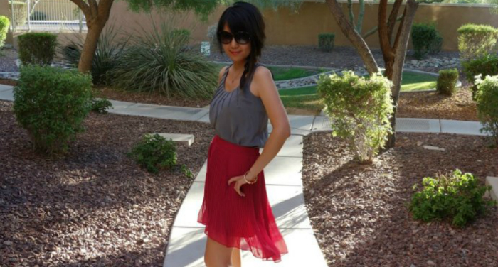Pretty in Coral - pleated skirt and bow wedges