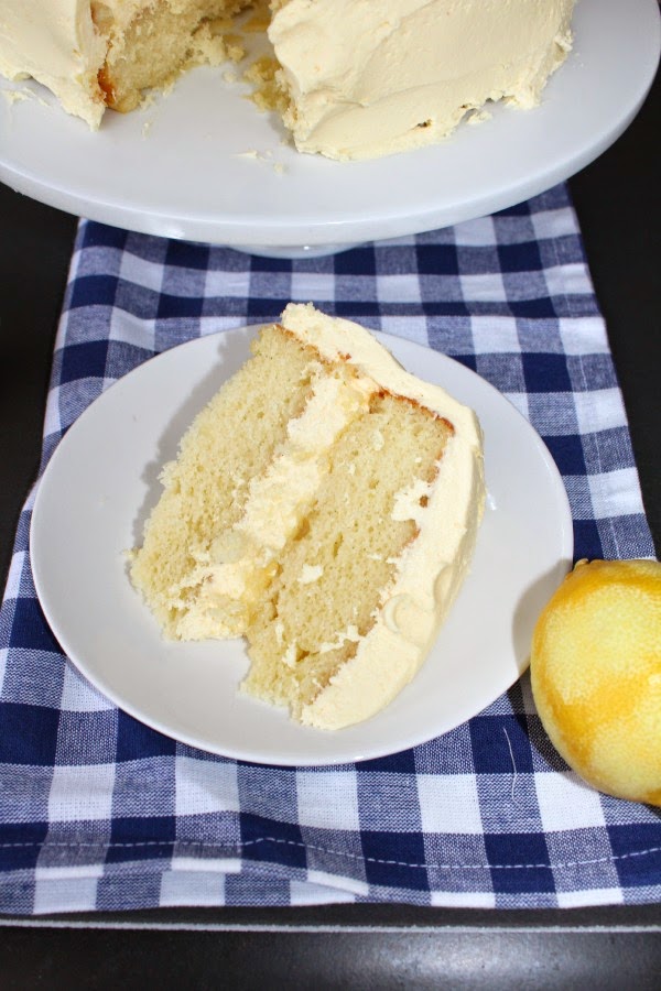 On The Menu Luscious Lemon Velvet Cake with Lemon Buttercream Frosting