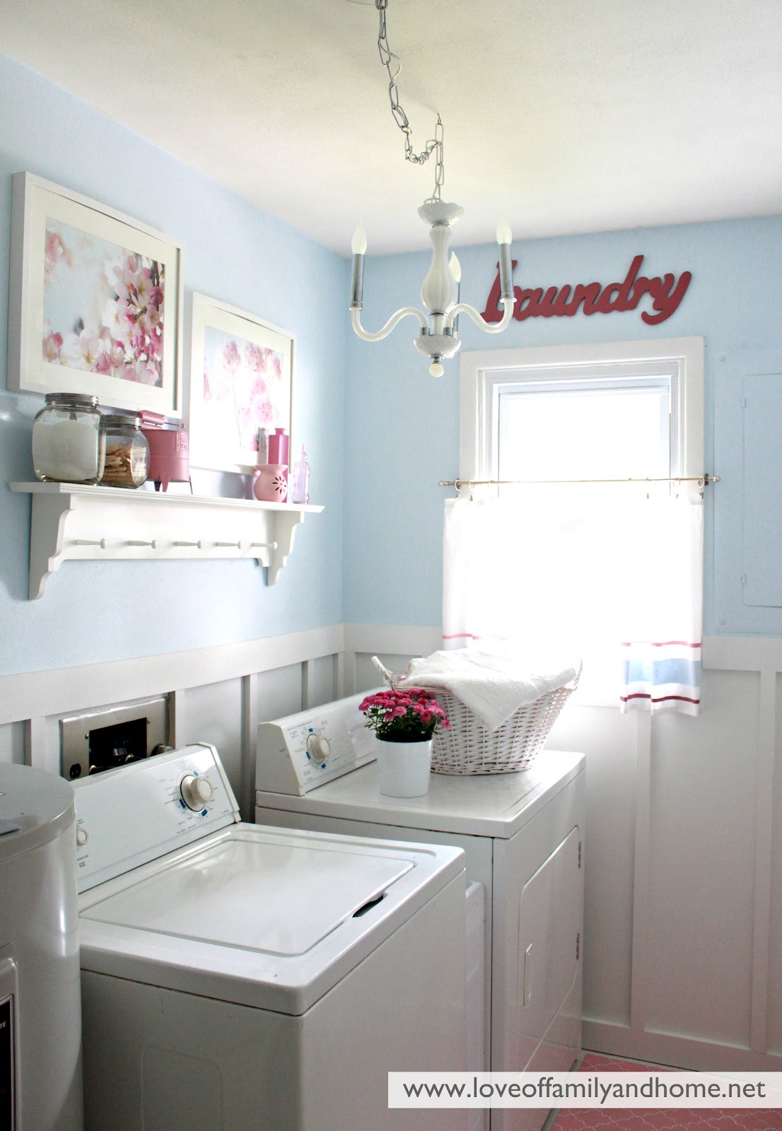 Easy DIY laundry shelf over washer and dryer, Thrifty Decor Chick