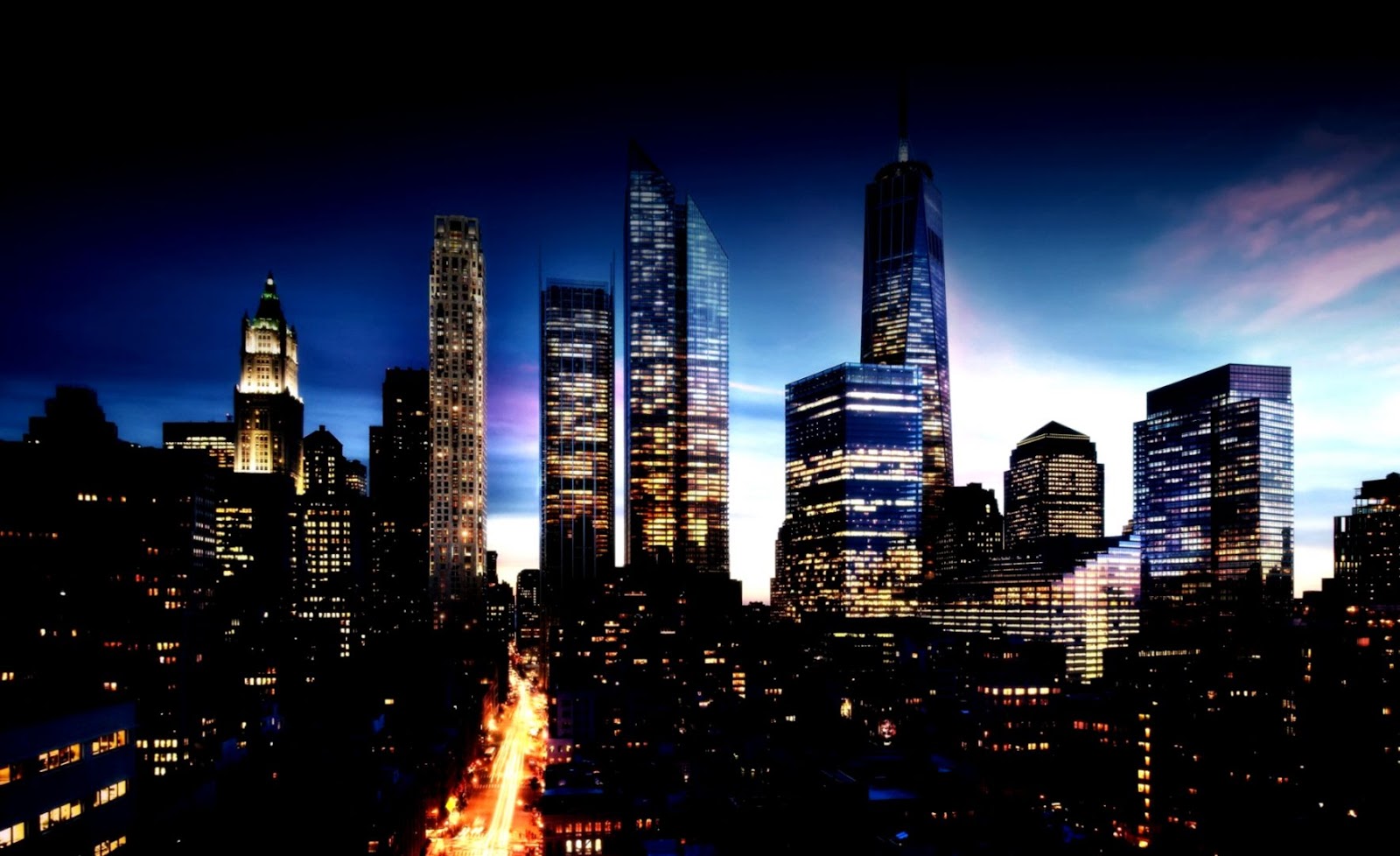 New York City Manhattan Night Skyline New York City Manhattan Night Skyline
