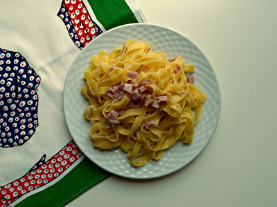 fettuccine con prosciutto cotto e limone - cooked ham and lemon pasta
