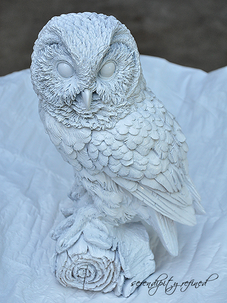 Serendipity Refined Blog Spray Painted White Resin Owl Escape from