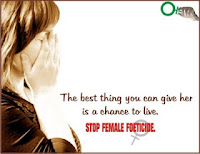 A plea to stop female foeticide, supporting the fight against crimes against women.