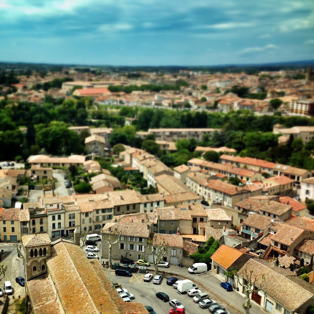 Looking down to the new city of carcassonne from the walled ancient city