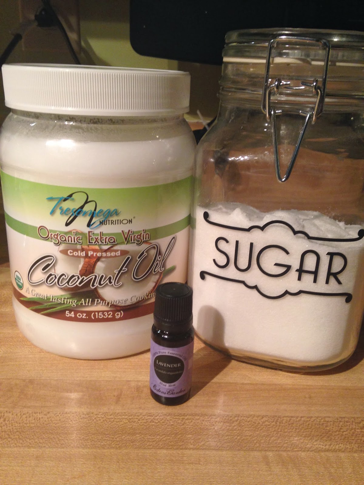 Working on My Forever Lavender and Coconut Oil Body Scrub