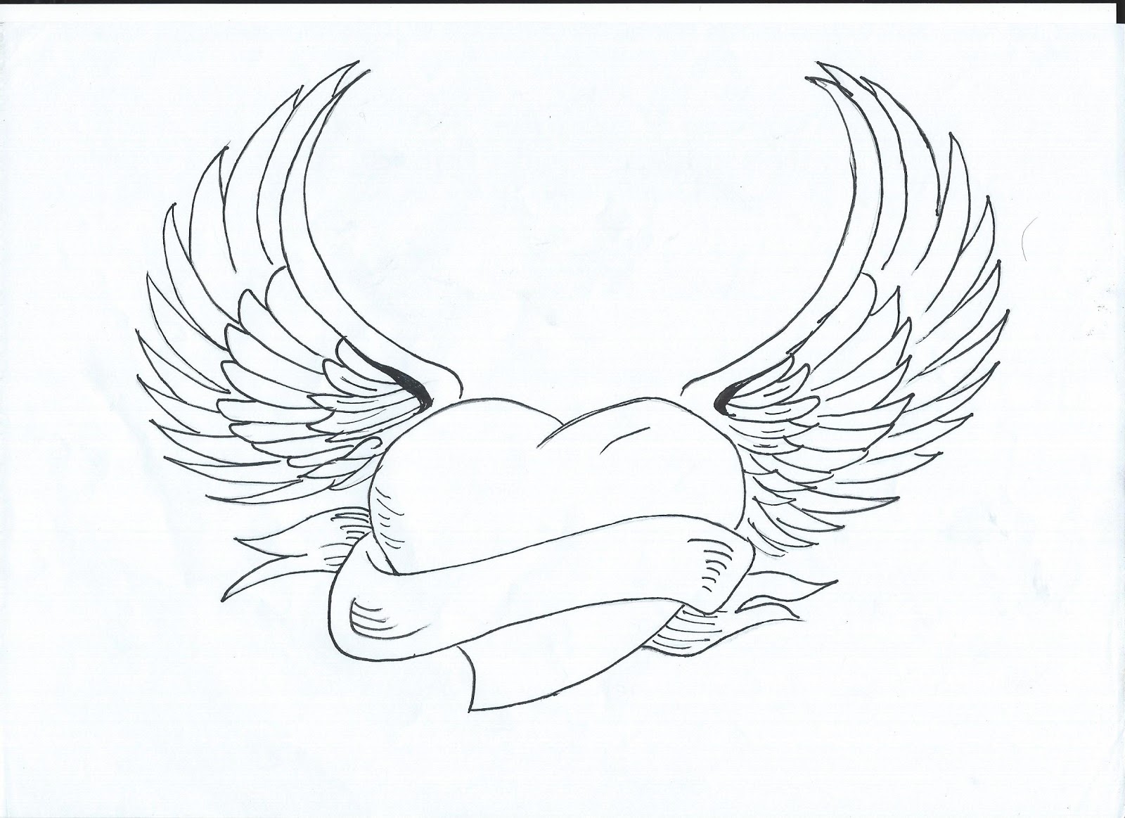 Corazones con alas para dibujar a lapiz - Imagui