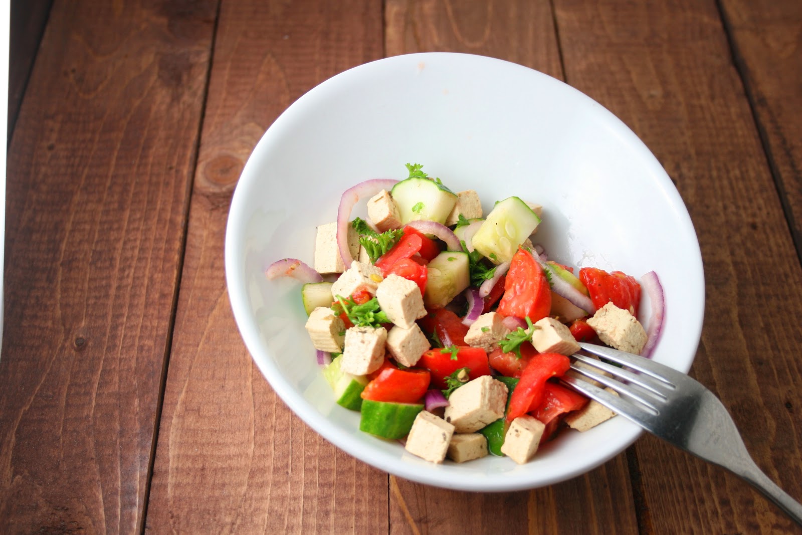 Greek Salad with Herbed Tofu Feta Coastal Cooking