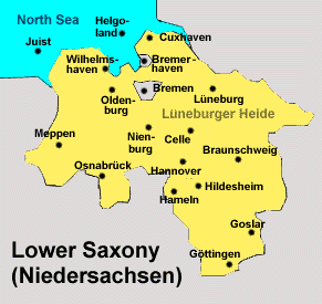 Niedersachsen Map Federal States of Germany | Map of Germany