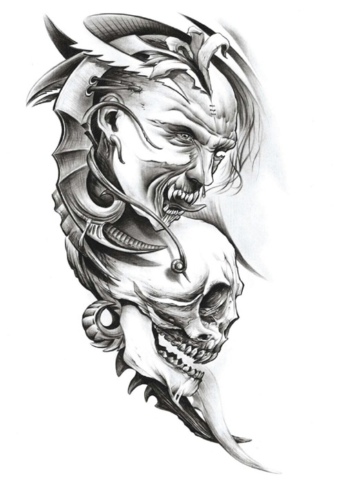 Evil Clown Tattoos Designs tattoo black grey