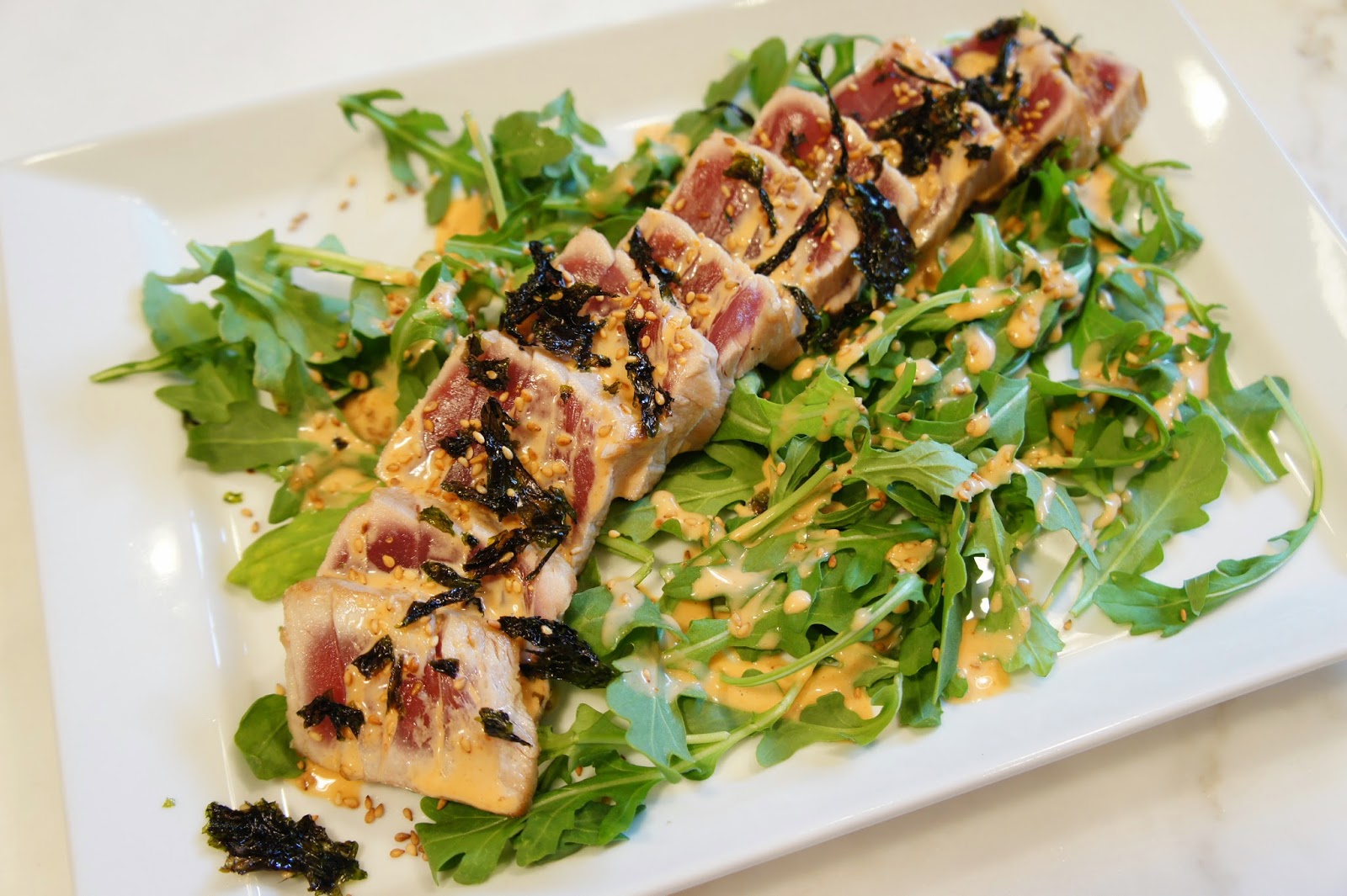 Hamachi with Soy and Lemon AND Seared Ahi Tuna with Spicy Aioli