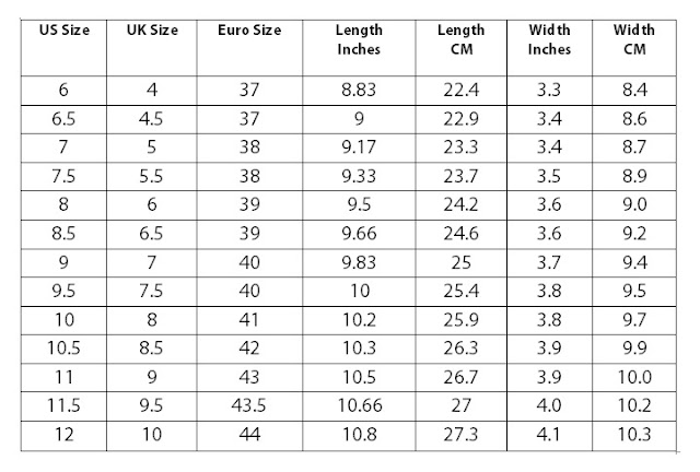 To Female Size Chart Shoes