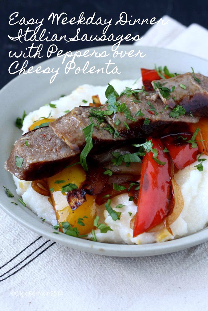 Mango & Tomato Easy Weekday Dinner Italian Sausages with Peppers over