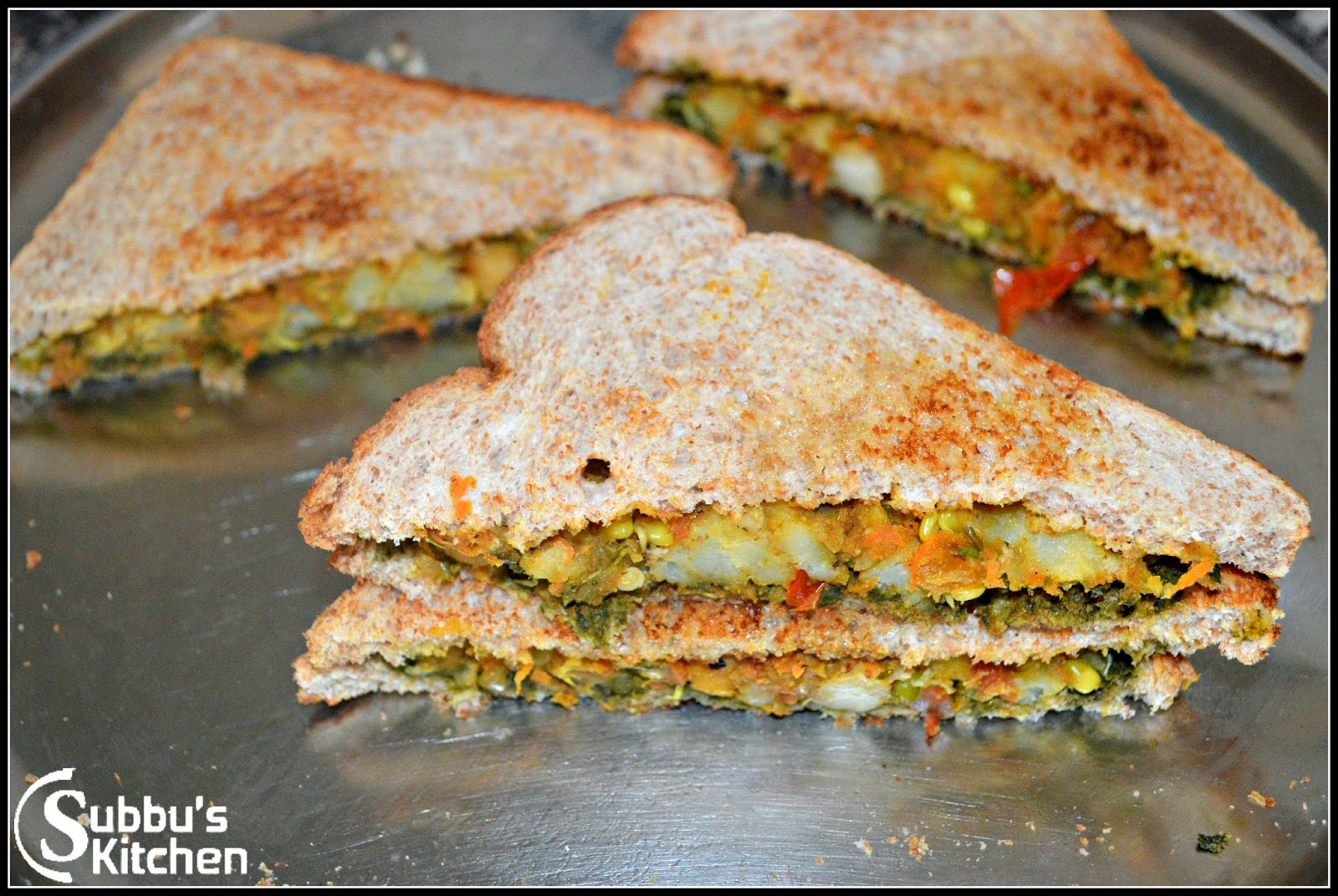 Sprouts Masala Sandwich Subbus Kitchen