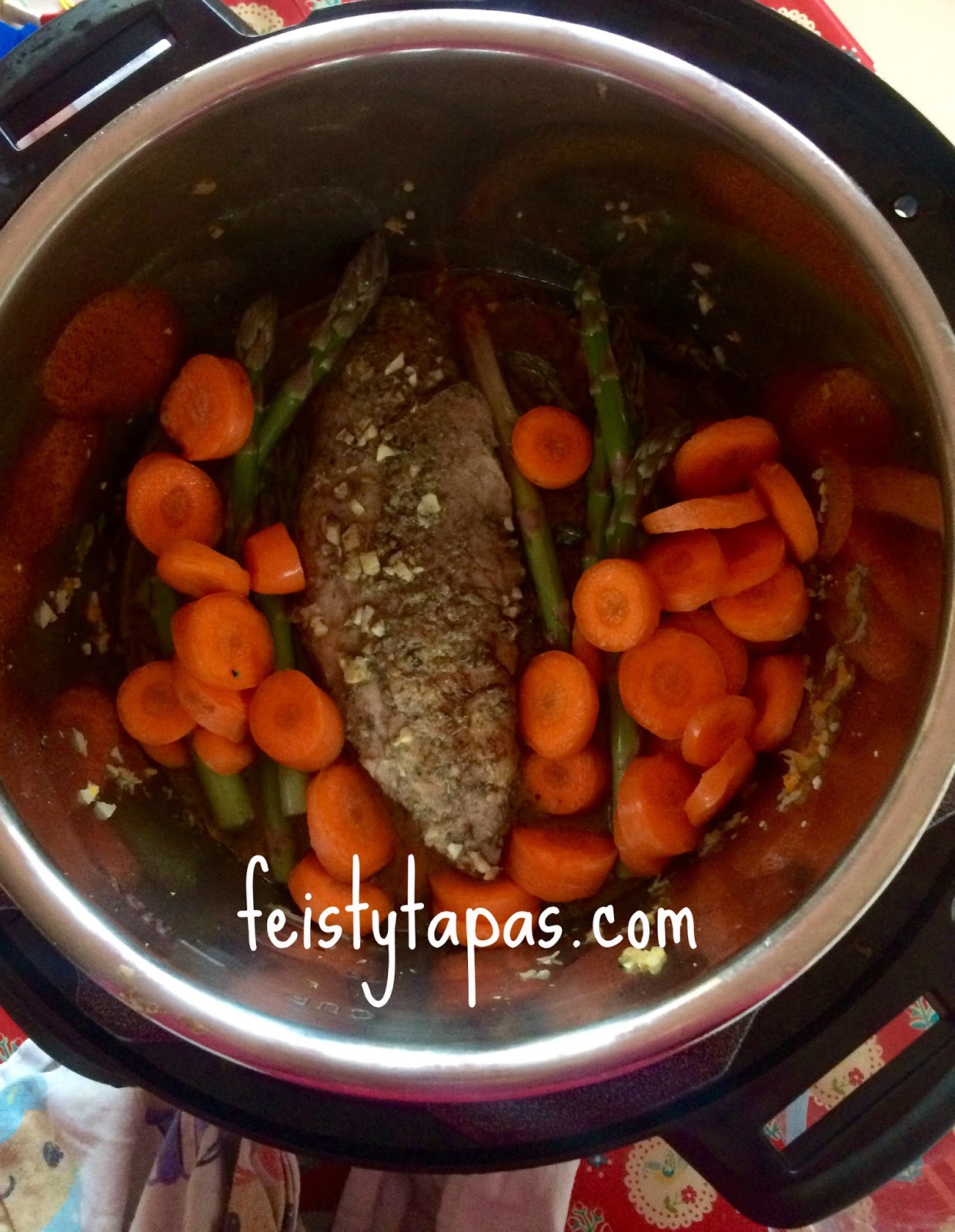 FEISTY TAPAS Instant Pot Za’atar Pork Loin with Rosemary Potatoes