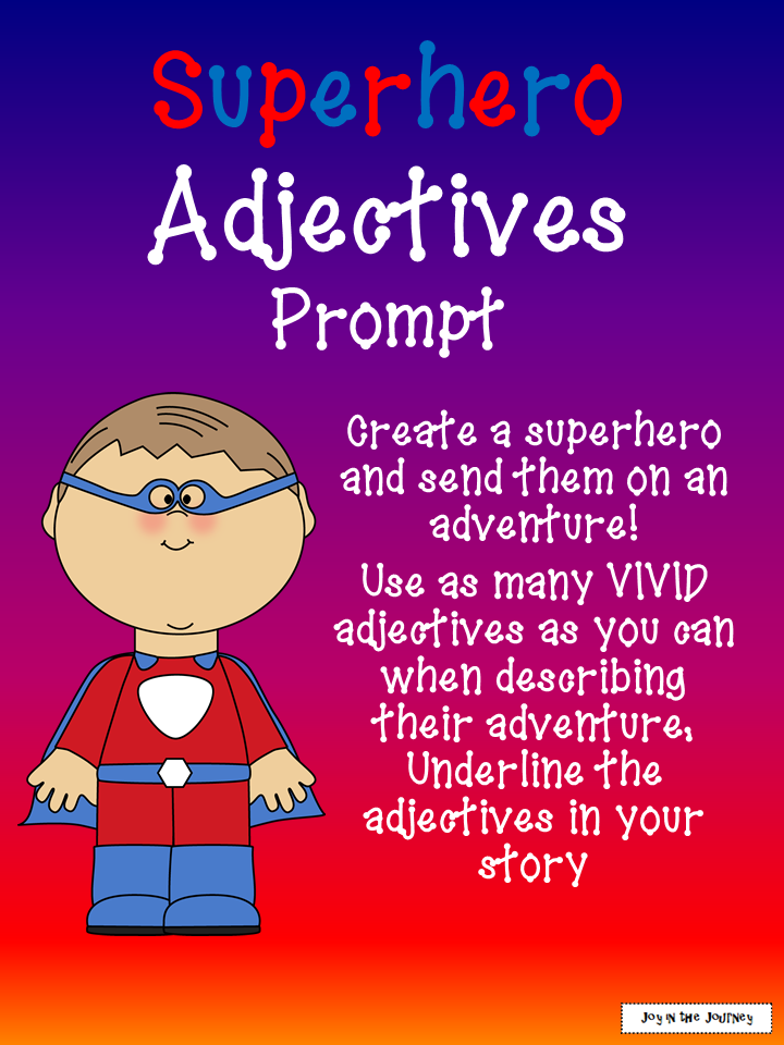 Worksheet Wednesday Superhero Adjectives FREEBIE Joy in the Journey