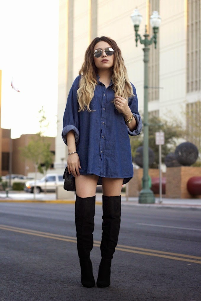 denim dress boots