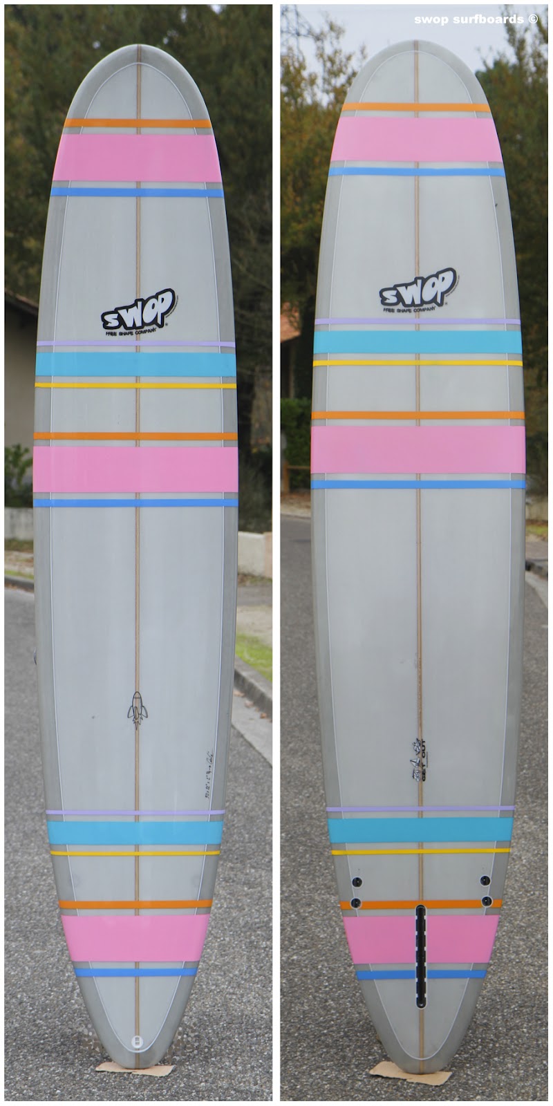 swop surfboards GREY LONGBOARD WITH STRIPES