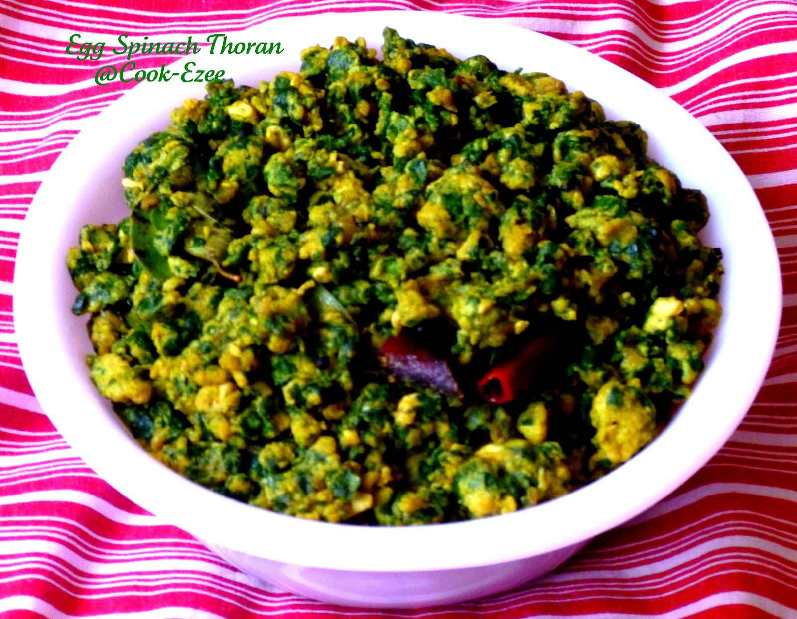COOKEZEE Egg Spinach Thoran Egg Spinach Stir Fry