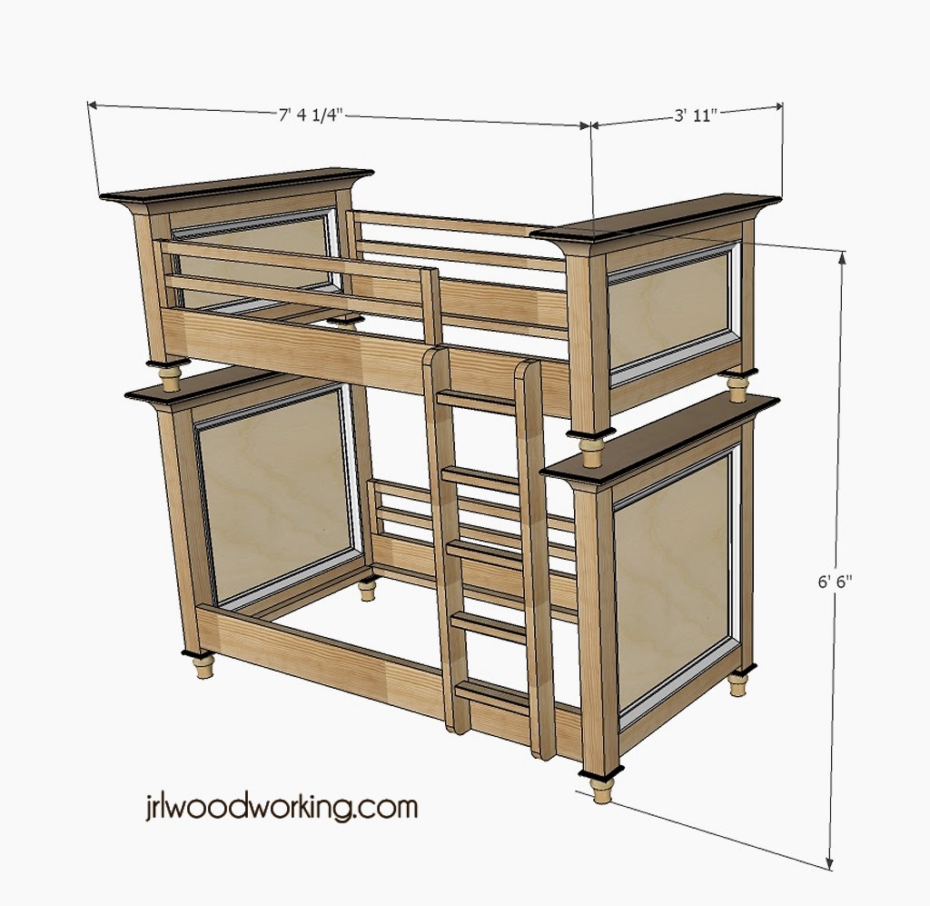 Woodworking Tips: Furniture Plans: Twin-over-Twin Flat Panel Bunk Bed