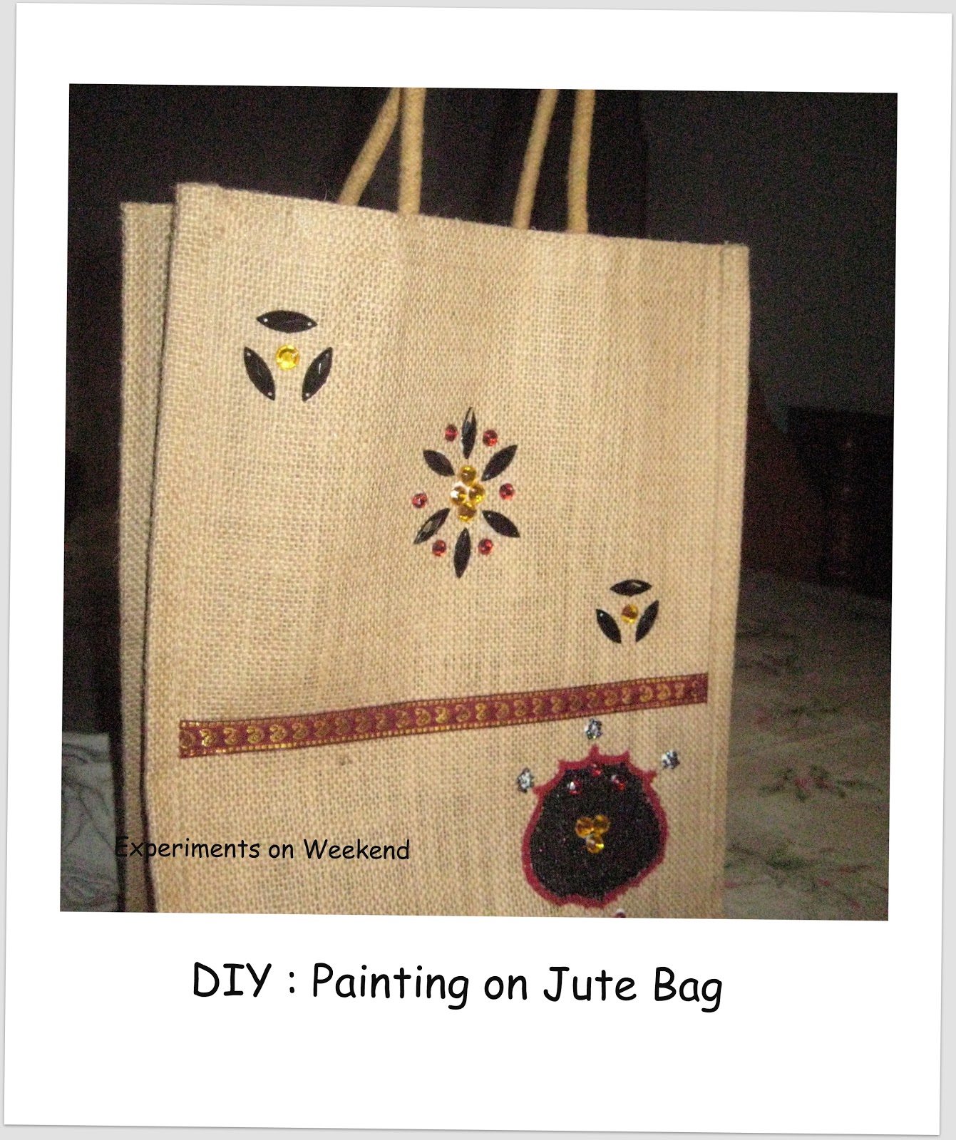 Experiments On Weekend DIY Painting on Jute Bag