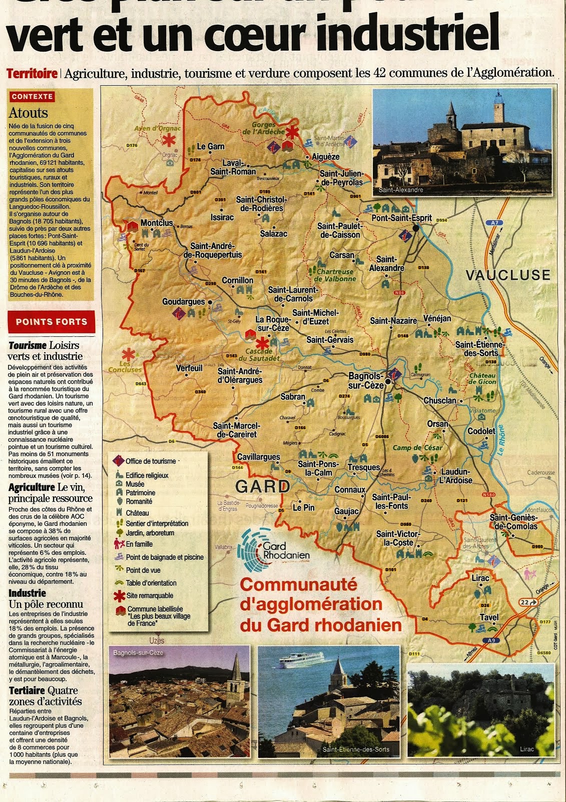 LE TOURISME DANS L'AGGLO : carte éditée par MIDI LIBRE