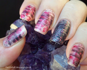 Abstract floral stripey nail art with Downton Abbey polishes and Nail Pattern Boldness Clairvoyant Visitor