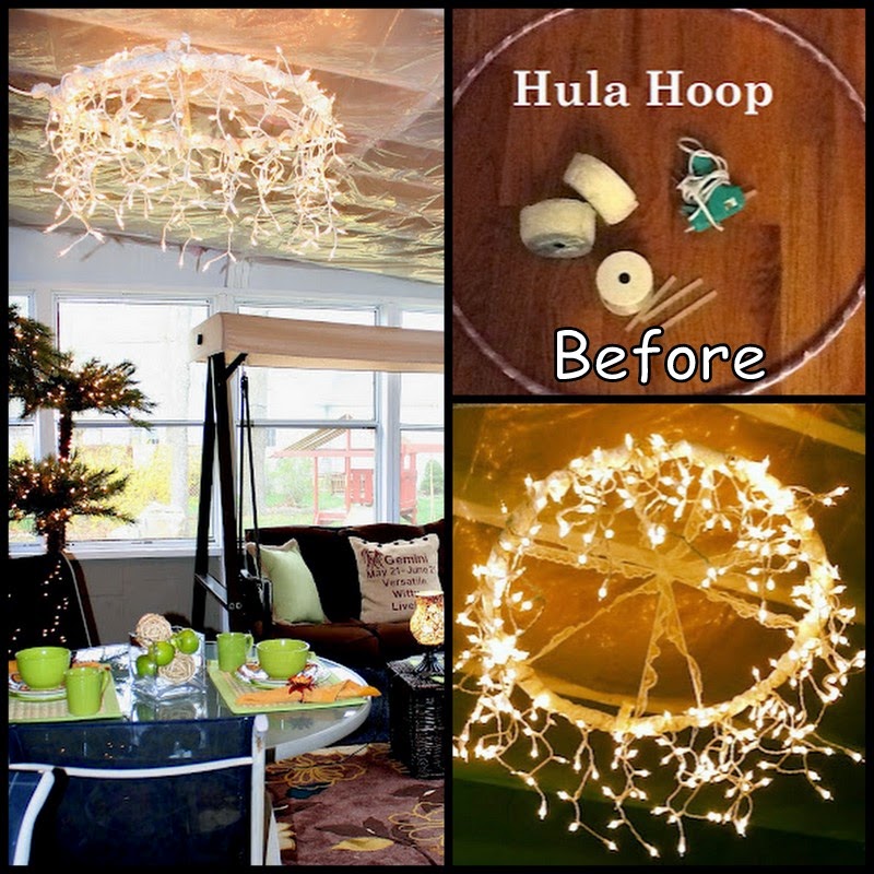 Dollar Store Crafter Hula Hoop Chandelier