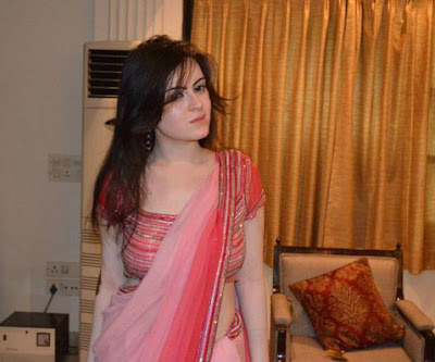 Desi Bhabhi Pink Saree in image