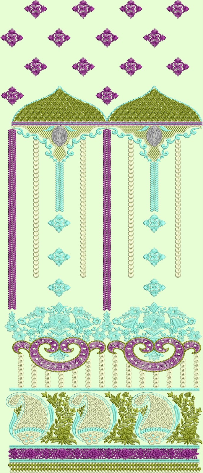 Embdesigntube floaral half dupatta embroidery designs by mohammad aamir