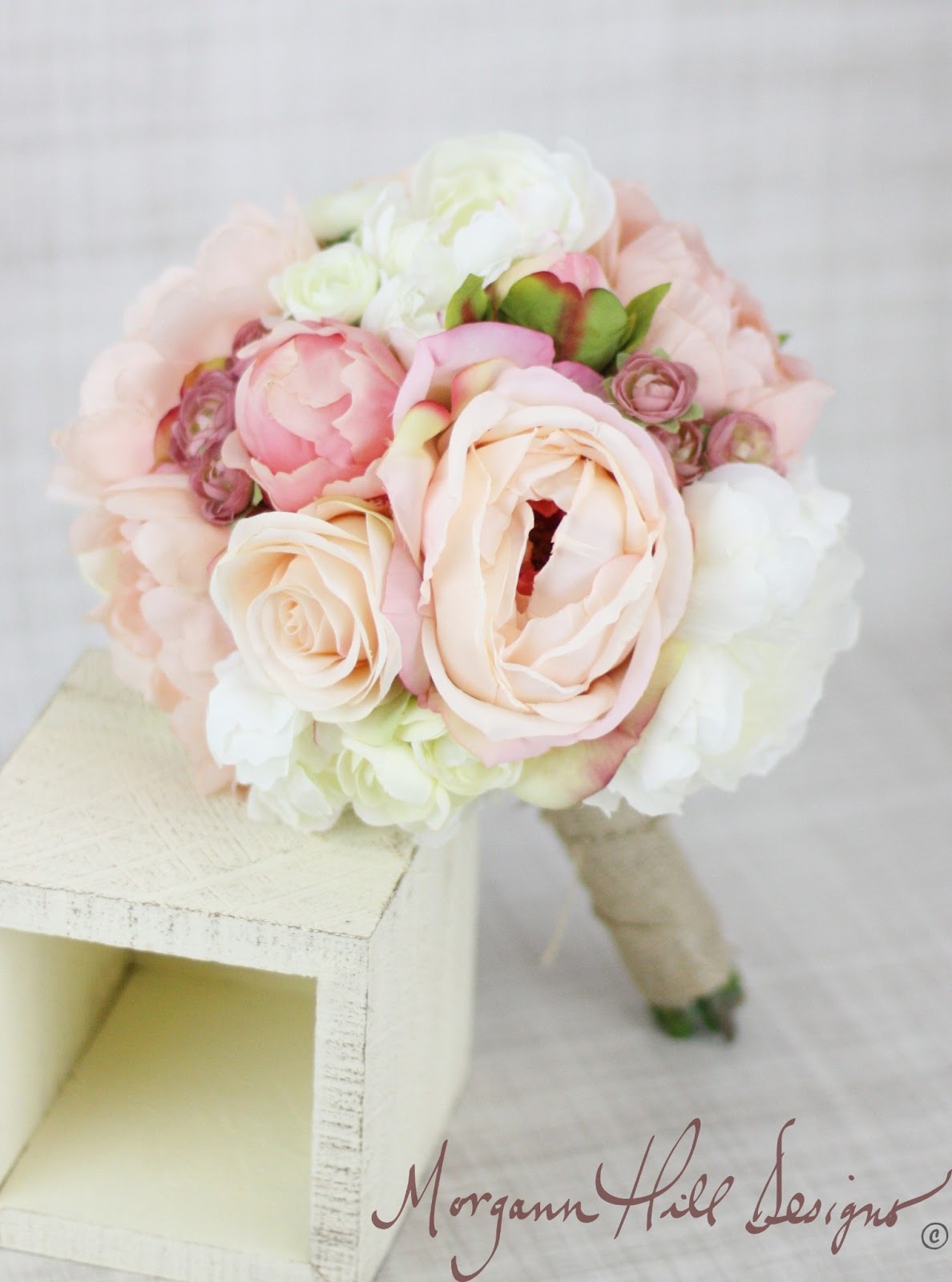 Hill Designs Silk Bridesmaid Bouquet Peony Peonies Roses