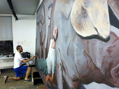 photo of Nic working in his studio