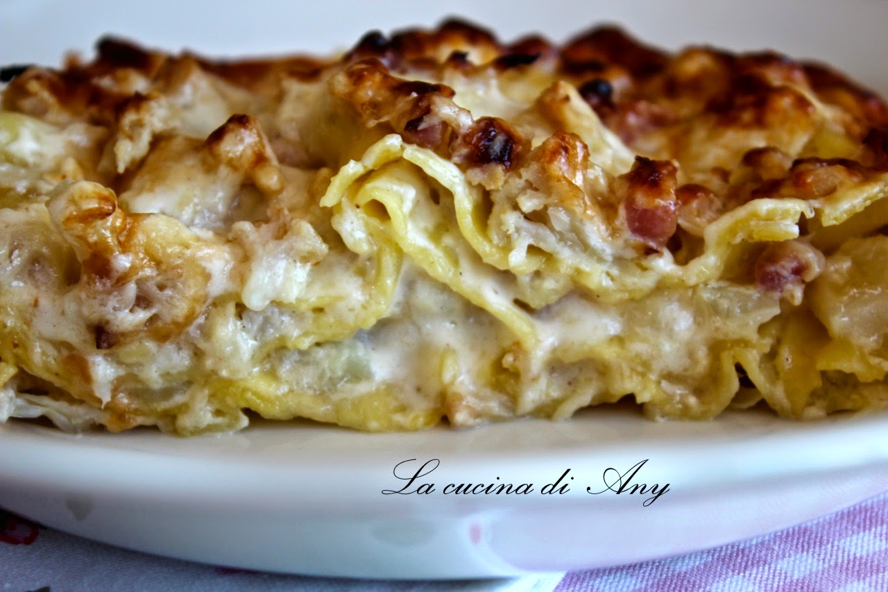La cucina di Any Lasagna con cavolfiore e pancetta Lasagna cu