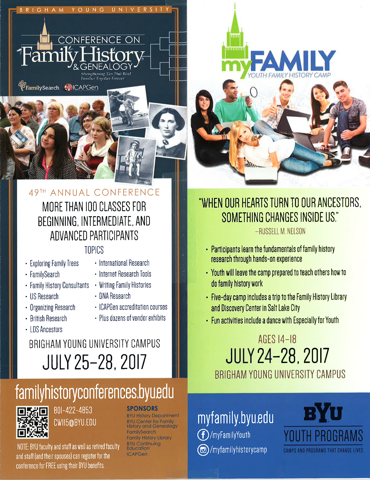 rejoice and be exceeding glad byu conference on family history byu family history flyer