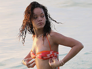 Rihanna see through bikini underboob on a beach in Barbados UHQ