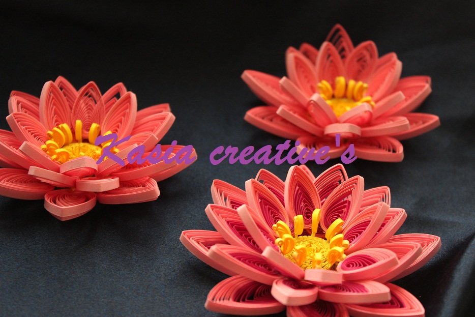 Creative blog 3D water lily flowers (quilling)
