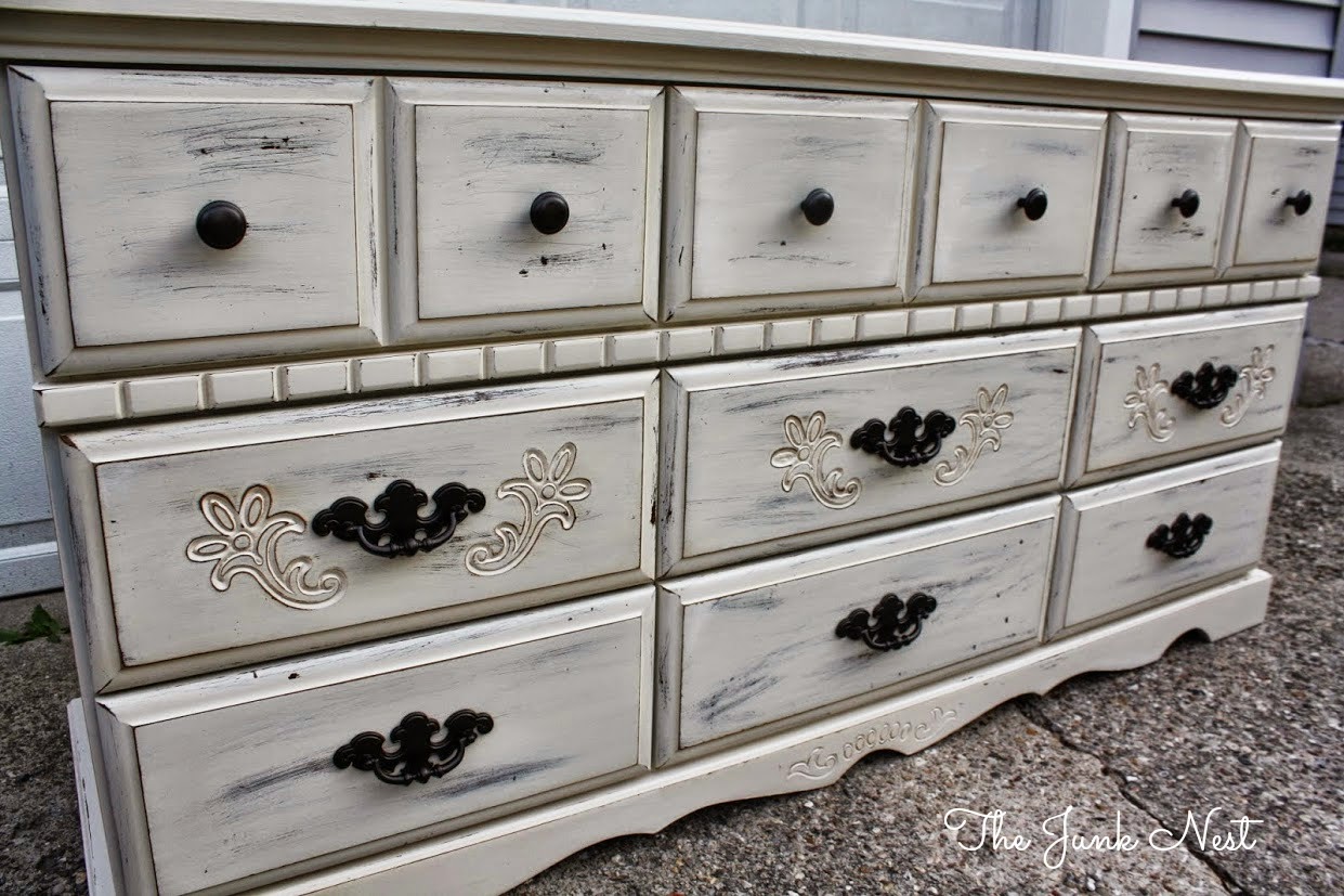 The Junk Nest Antique White 9Drawer Dresser