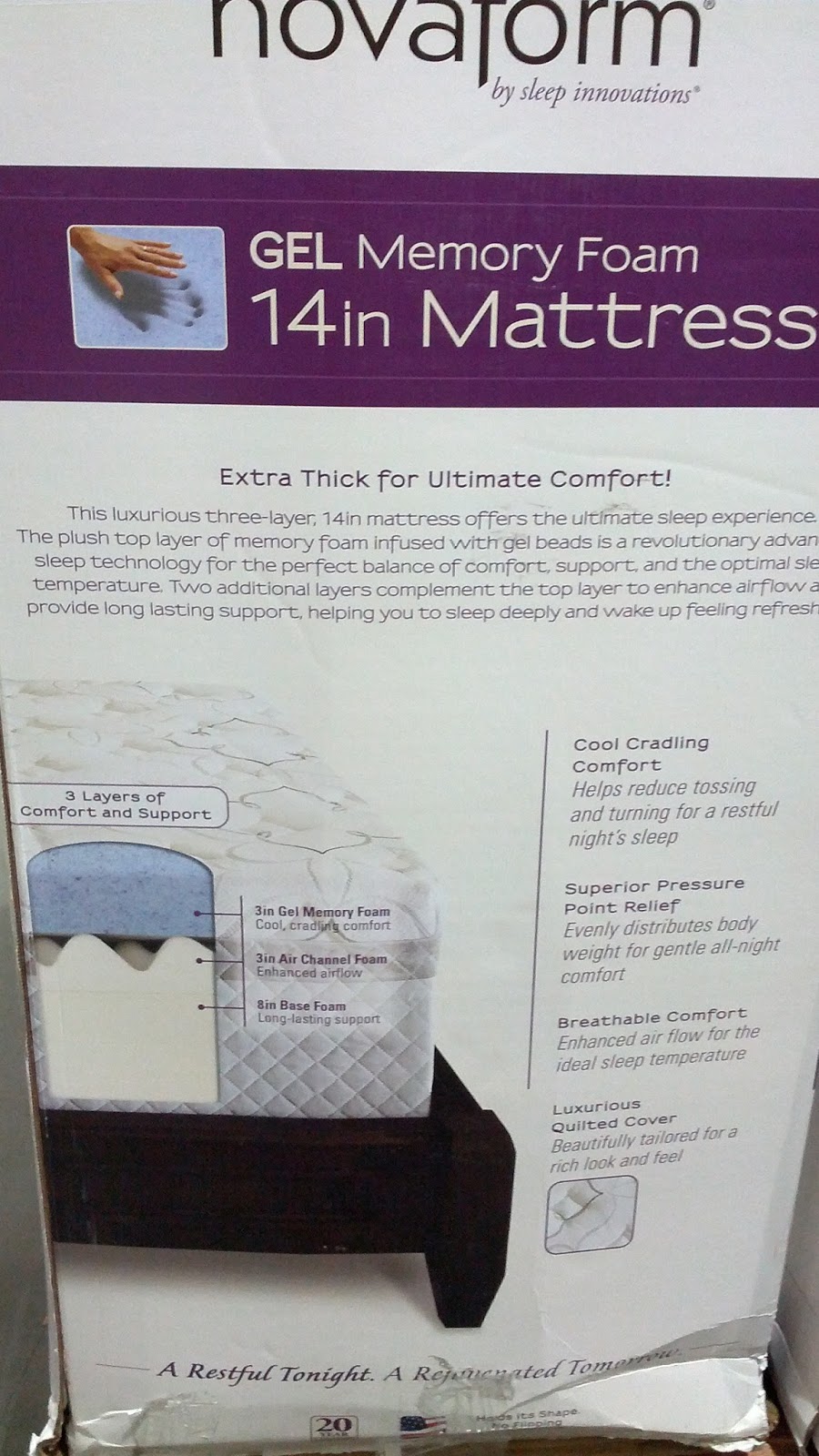Novaform Gel/Memory Foam 14" CA/King Mattress Costco Weekender