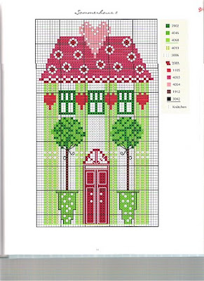 almofada em ponto cruz com gráfico - casinha