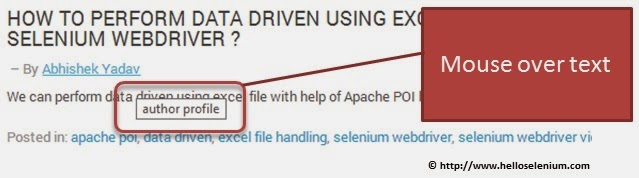 HOW TO GET TEXT FROM WEB ELEMENT WHICH IS DISPLAYED ON MOUSE OVER?