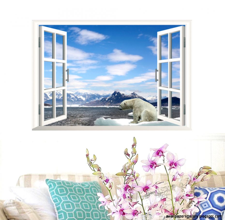 Newest Beach Corner 3D Window View Removable Wall Sticker Vinyl Newest Beach Corner 3D Window View Removable Wall Sticker Vinyl
